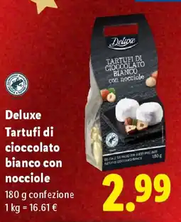 Lidl Deluxe Tartufi di cioccolato bianco con nocciole offerta