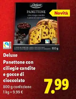 Lidl Deluxe Panettone con ciliegie candite e gocce di cioccolato offerta