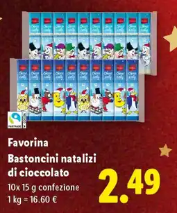 Lidl Favorina Bastoncini natalizi di cioccolato offerta