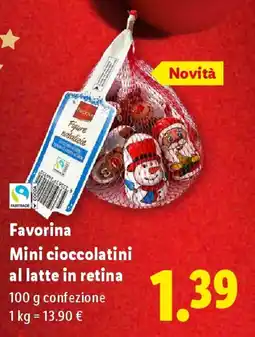 Lidl Favorina Mini cioccolatini al latte in retina offerta