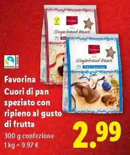 Lidl Favorina Cuori di pan speziato con ripieno al gusto di frutta offerta