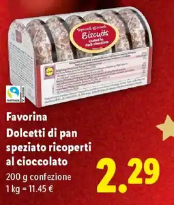 Lidl Favorina Dolcetti di pan speziato ricoperti al cioccolato offerta