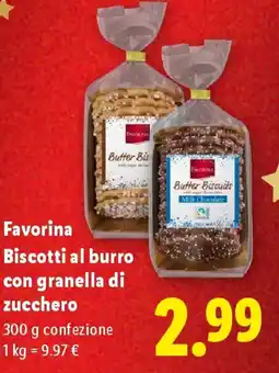Lidl Favorina Biscotti al burro con granella di zucchero offerta