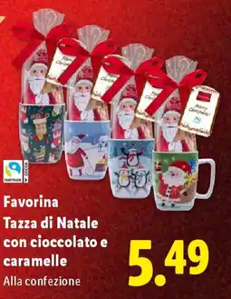 Lidl Favorina Tazza di Natale con cioccolato e caramelle offerta