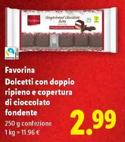 Lidl Favorina Dolcetti con doppio ripieno e copertura di cioccolato fondente offerta
