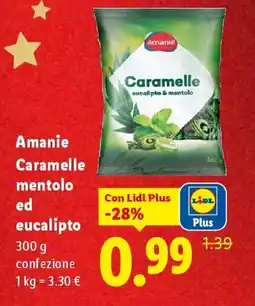 Lidl Amanie Caramelle mentolo ed eucalipto offerta