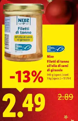 Lidl Nixe Filetti di tonno all'olio di semi di girasole offerta