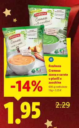 Lidl Freshona Cremosa zucca e carote o piselli e zucchine offerta