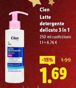 Lidl Cien Latte detergente delicato 3 in 1 offerta