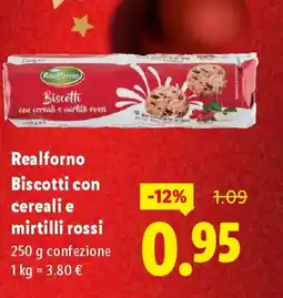 Lidl Realforno Biscotti con cereali e mirtilli rossi offerta