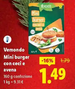 Lidl Vemondo Mini burger con ceci e avena offerta