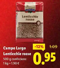 Lidl Campo Largo Lenticchie rosse offerta