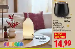 Lidl Livarno Umidificatore ad ultrasuoni con aromaterapia offerta