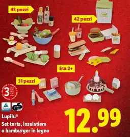 Lidl Lupilu Set torta, insalatiera o hamburger in legno offerta