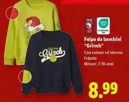 Lidl Felpa da bambini "Grinch" offerta