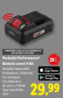 Lidl Parkside Performance Batteria smart 4 Ah offerta