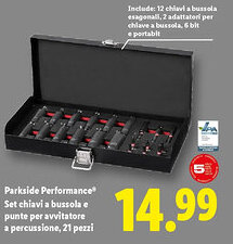 Lidl Parkside Performance Set chiavi a bussola e punte per avvitatore a percussione, 21 pezzi offerta