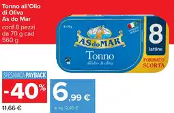 Carrefour Tonno all'Olio di Oliva As do Mar offerta