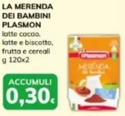 Basko La merenda dei bambini plasmon latte cacao. latte e biscotto, frutta e cereali offerta