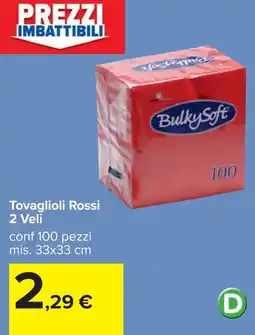 Carrefour Tovaglioli Rossi 2 Veli offerta