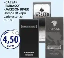 Acqua & Sapone CAESAR, EMBSASSY, JACKSON RIVER Uomo Edt Vapo offerta