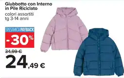 Carrefour Giubbotto con Interno in Pile Riciclato offerta