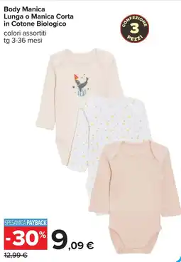 Carrefour Body Manica Lunga o Manica Corta in Cotone Biologico offerta