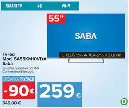 Carrefour Tv led Mod. SA55KM10VDA Saba offerta