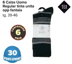 Carrefour 6 Calze Uomo Regular tinta unita opp fantaia offerta