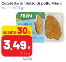 Coop Cotolette di filetto di pollo Fileni offerta