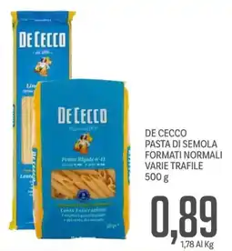 Supermercati Piccolo De cecco pasta di semola formati normali offerta