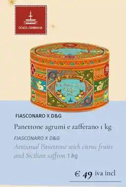 Prezzemolo e Vitale FIASCONARO X D&G Panettone agrumi e zafferano offerta