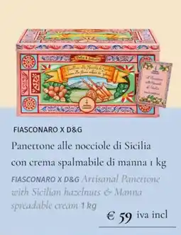 Prezzemolo e Vitale FIASCONARO X D&G Panettone alle nocciole di Sicilia con crema spalmabile di manna offerta