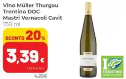 Coop Vino Müller Thurgau Trentino DOC Mastri Vernacoli Cavit offerta