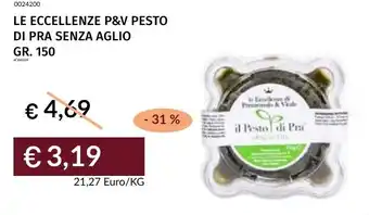 Prezzemolo e Vitale Le eccellenze p&v pesto di pra senza aglio offerta
