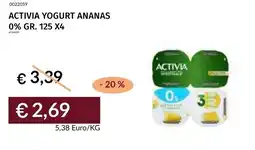 Prezzemolo e Vitale Activia yogurt ananas 0% offerta