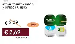 Prezzemolo e Vitale Activia yogurt magro 0 % bianco offerta