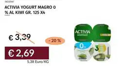 Prezzemolo e Vitale Activia yogurt magro 0 % al kiwi offerta