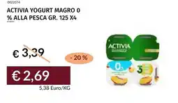 Prezzemolo e Vitale Activia yogurt magro o % alla pesca offerta