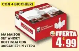 Maury's MA MAISON set whisky offerta bottiglia con 4bicchieri in vetro offerta
