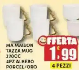 Maury's MA MAISON Tazza mug 370CC 4pz albero porcel/oro offerta