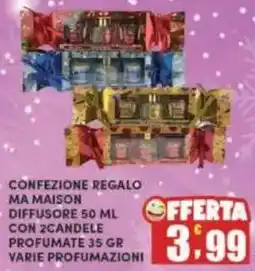 Maury's Confezione regalo ma maison diffusore con 2candele profumate offerta
