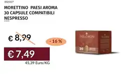 Prezzemolo e Vitale Morettino paesi aroma 30 capsule compatibili nespresso offerta