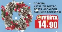 Maury's Corona natalizia dietro porta 40cm con palline e accessori offerta
