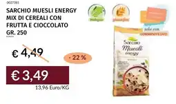 Prezzemolo e Vitale Sarchio muesli energy mix di cereali con frutta e cioccolato offerta