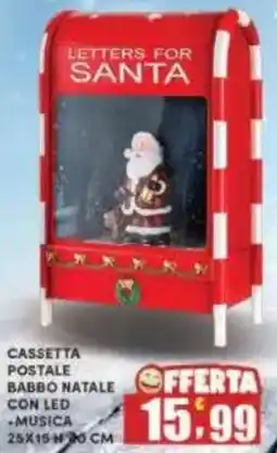 Maury's Cassetta postale babbo natale con led musica offerta