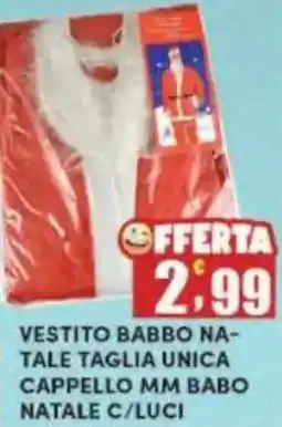 Maury's Vestito babbo natale taglia unica cappello mm babo natale c/luci offerta