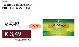Prezzemolo e Vitale Twinings te classico pure green 25 filtri offerta