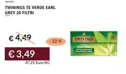 Prezzemolo e Vitale Twinings te verde earl grey 20 filtri offerta