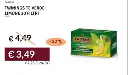 Prezzemolo e Vitale Twinings te verde limone 20 filtri offerta